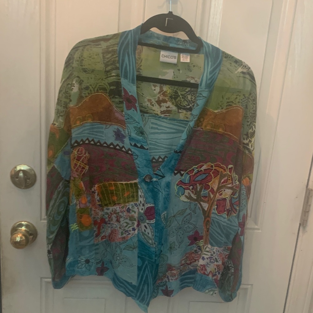 Chico's Multicolor One Button, Lightweight Jacket… - image 2